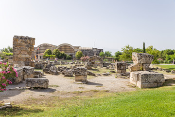  Hierapolis, Turkey. Ruins, in the background Southern baths