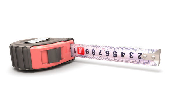 Tape measure on the white background close-up