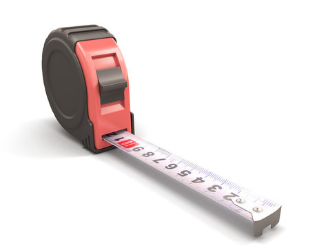 Tape measure on the white background close-up