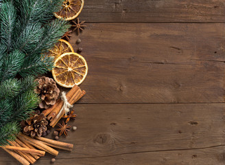 Christmas composition with spices