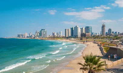 Foto op Plexiglas Uitzicht op de waterkant en de stranden van Tel Aviv © allegro60