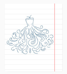 dress  of notebook paper doodles.