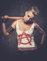 Punk girl with a baseball bat