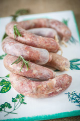 Crude homemade beef sausage