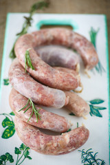 Crude homemade beef sausage