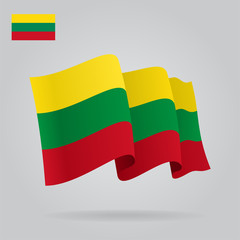 Background with waving Lithuanian Flag. Vector