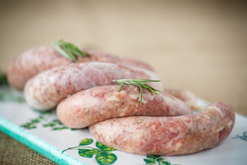 Crude homemade beef sausage