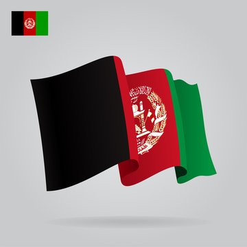 Background with waving Afghan Flag. Vector