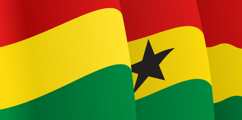 Background with waving Ghana Flag. Vector