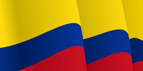 Background with waving Colombian Flag. Vector