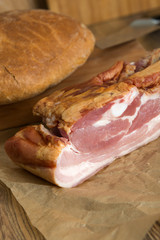 smoked pork belly - bacon, and bread