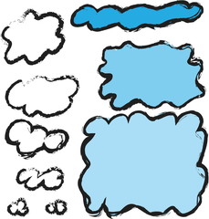 doodle set cloud speech bubble
