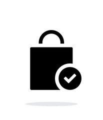 Shopping bag check simple icon on white background.