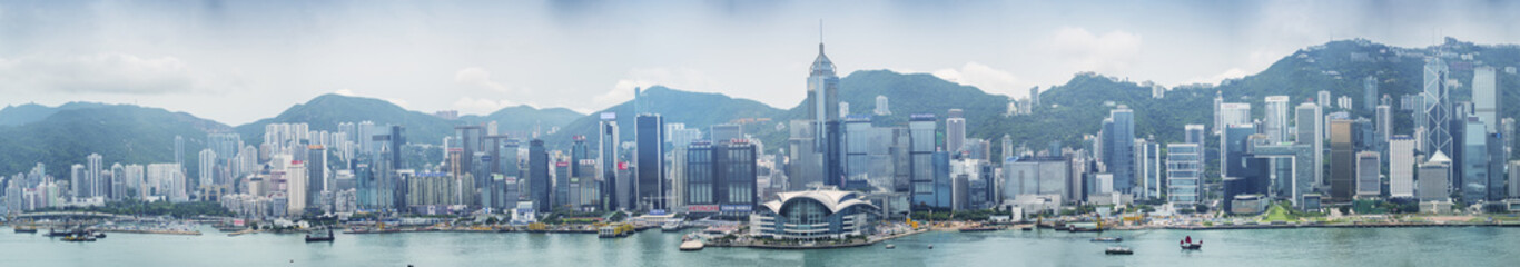 HONG KONG - MAY 12, 2014: Stunning panoramic view of Hong Kong I - obrazy, fototapety, plakaty
