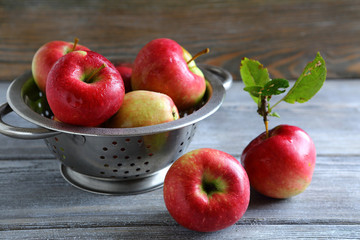 Red apples in colander