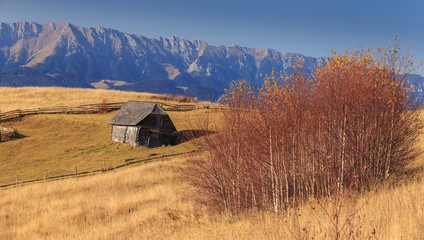 Mountain rural scenery in autumn, in Transylvania