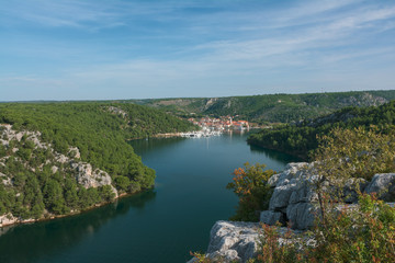 Fototapeta na wymiar View from bridge Krka, near Skradin