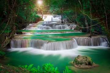 Thailand waterfall in Kanchanaburi (Huay Mae Kamin)
