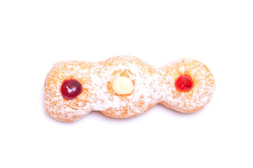 donut decorated for Christmas on white background