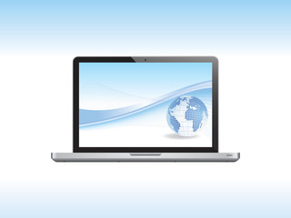 Laptop with globe