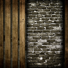 brick and wood board background