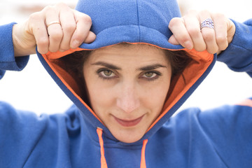 Woman with hood
