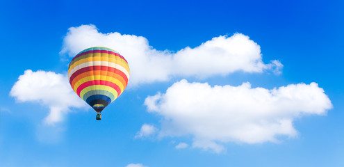 Hot air balloon with blue sky background