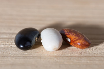 three colored grains beans