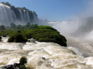 Brazilian side of the famous Iguazu falls. South America.