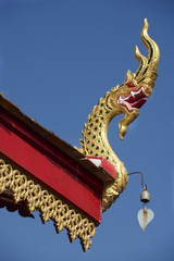 Fototapeta na wymiar Roof of Wat Mani Phraison, Mae Sot, Tak province, Thailand.