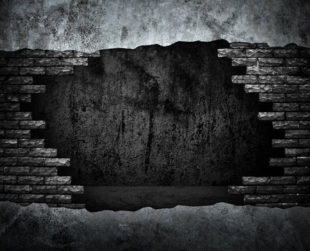 broken brick wall