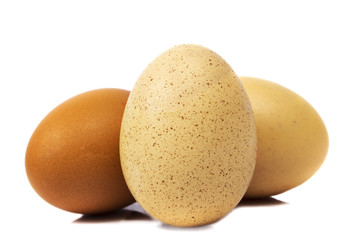 Three eggs. Isolated on white background