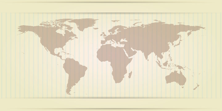 world Map retro card with stripes and brown colors
