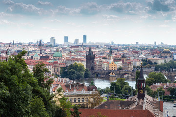 Fototapeta premium Bridges and rooftops of Prague