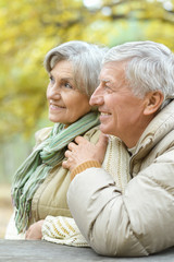 Old couple at autumn park