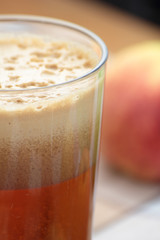 Glass of freshly squeezed apple and pear juice.
