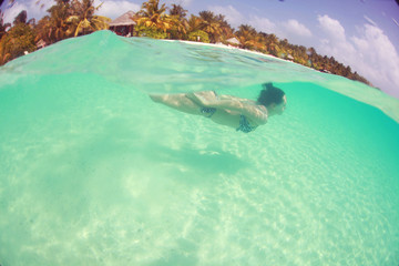 woman swimming in the ocean