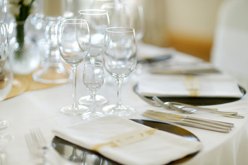 Table set for an event party or wedding reception