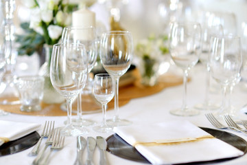 Table set for an event party or wedding reception