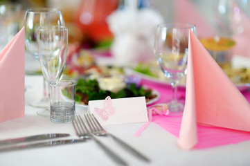 Table set for an event party or wedding reception