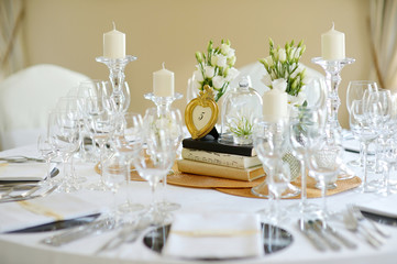 Table set for an event party or wedding reception