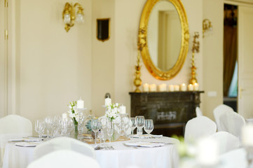 Table set for an event party or wedding reception