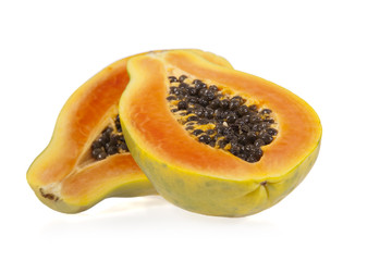 Sliced papaya isolated on a white background