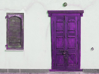 purple wooden door