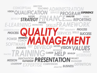 Word cloud of Quality Management related items, vector