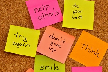 Notice board with sticky note pads