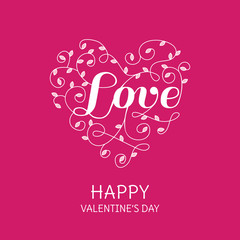Floral Heart with Love Word - for Valentine's Day - in vector