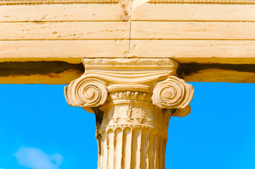 Column close up Acropolis, Greece.