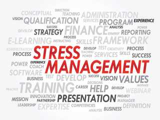 Word cloud of Stress Management related items, vector