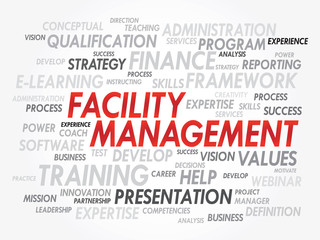 Word cloud of Facility Management related items, vector